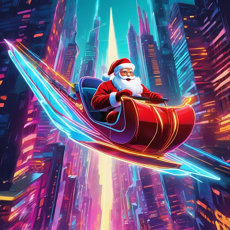 Futuristic Santa Stable Diffusion prompt example