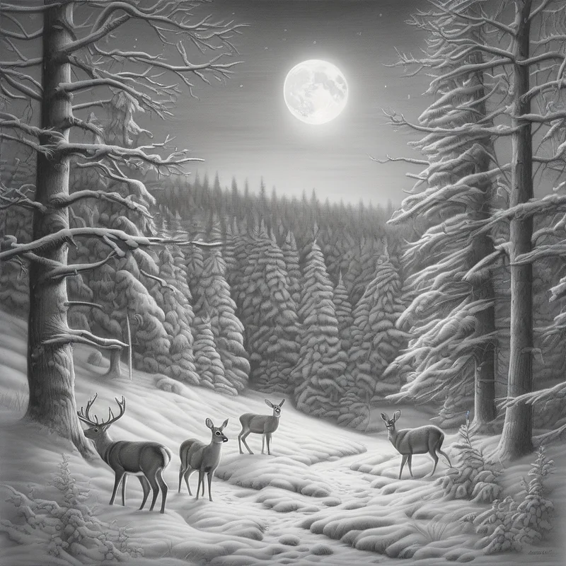 Snowy Forest Stable Diffusion prompt example