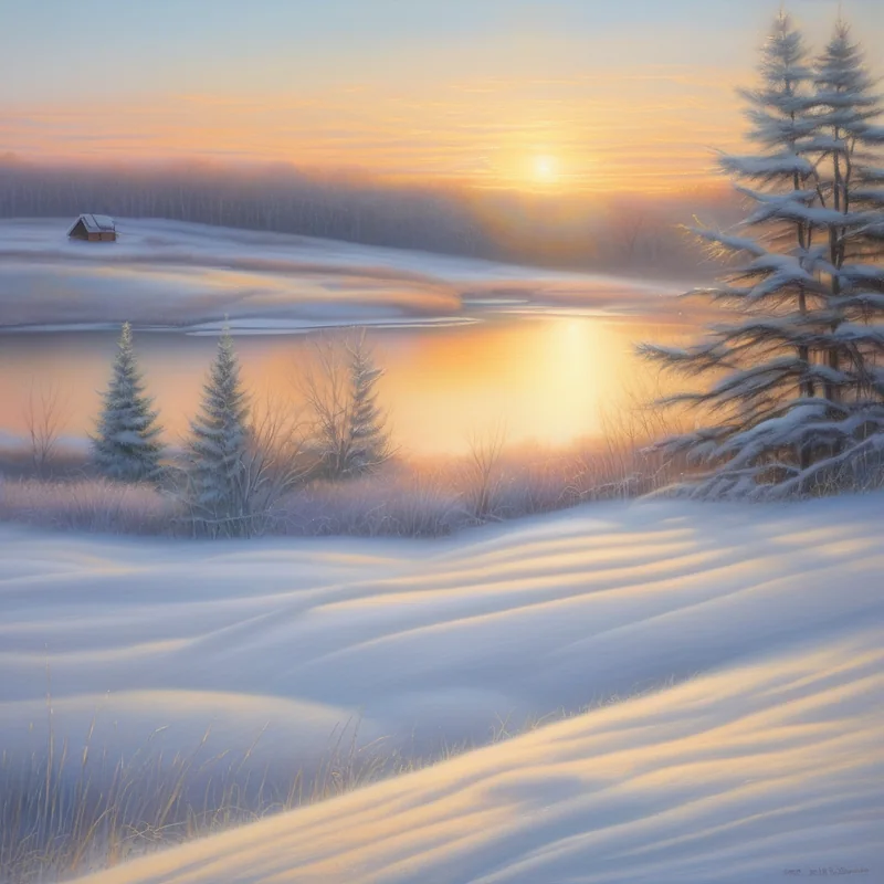 Winter Sunrise Stable Diffusion prompt example