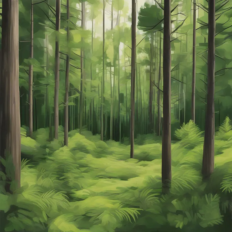 Forest scene using many shades of green