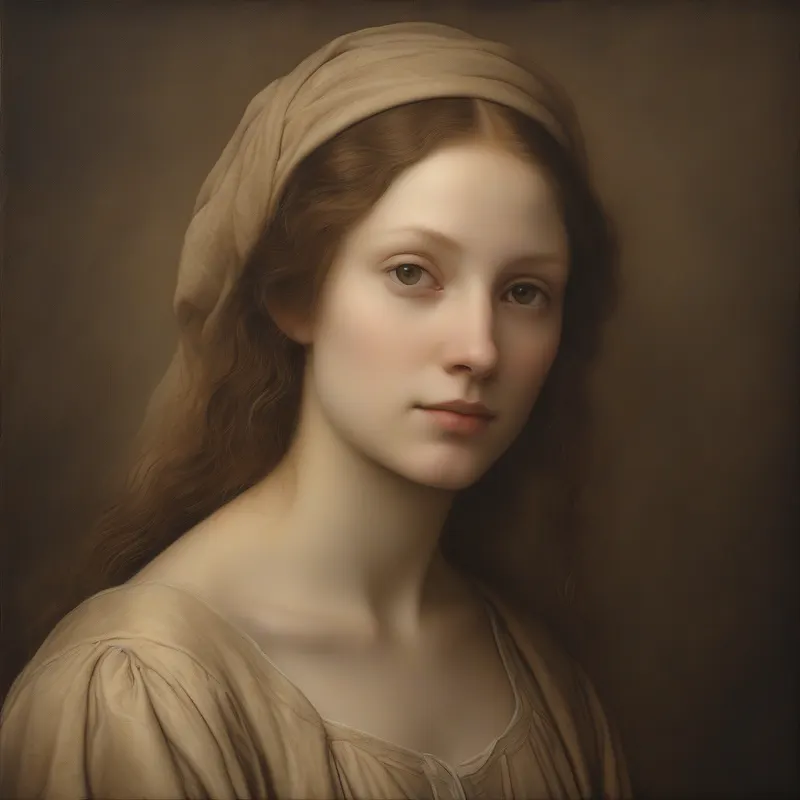 Soft Renaissance style portrait of a woman in earth tones