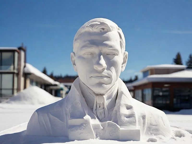 Snow texture prompt example, A sculpture of a man, (made out of snow)
