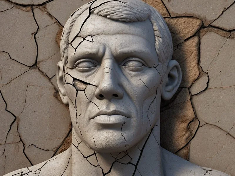 Cracks texture prompt example, a man, (skin made out of cracked concrete:1.2), high resolution, ((high fidelity:1.1)), detailed textures, photo