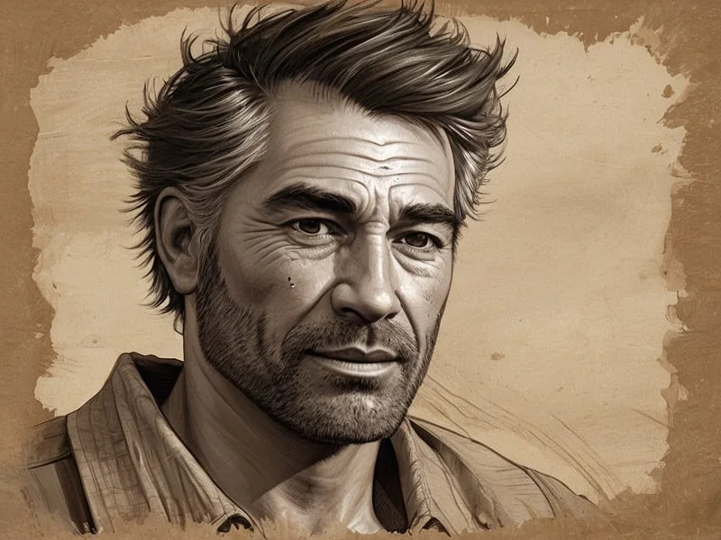 Drybrush texture prompt example, Dry-brush, depicting a man, high resolution, high fidelity:1.1, detailed texture, photo